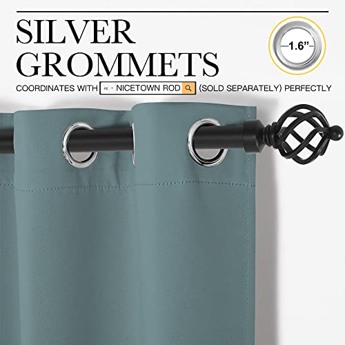 Modern Blackout Curtains Noise Reducing (Greyish Blue / 55"W x 68"L (Pack of 2))