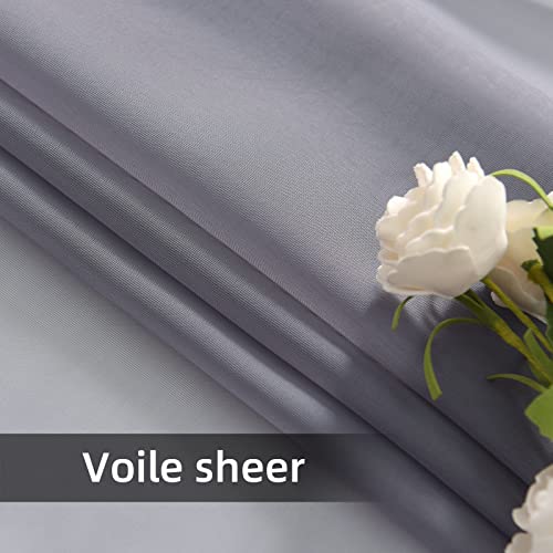 Solid Sheer Rod Pocket Curtain Voile Draperies 2 Panels White Beige Black Grey Coffee 52 Inch Width 84 Inch Long 1 Pair for Kitchen Bedroom Children Living Room Yard (Grey / 52"W x 84"L (Pack of 2))