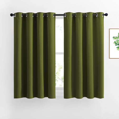 Bedroom Room Darkening Curtains and Drapes (Olive / 46"W x 54"L (Pack of 2))