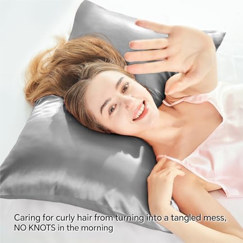 Zipper Satin Pillowcases (Grey / Standard (20" x 26")-Zipper)