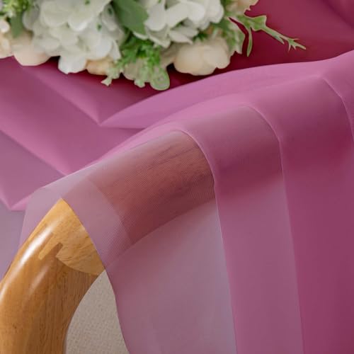 Hot Pink Short Sheer Curtains 45 Inch Length for Small Windows (Hot Pink / 42"W x 45"L (Pack of 2))