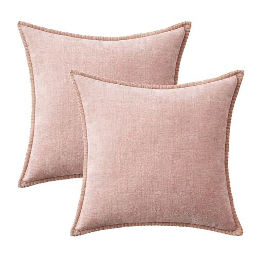 Decorative Couch Throw Pillow Covers 16x16 Inch Pink 2 Pack (Pink / 16" x 16" (Pack of 2))