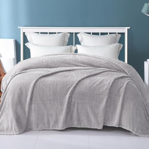 Soft Fleece Bed Blanket Twin Size (Light Grey / Twin ( 60x80 IN ))