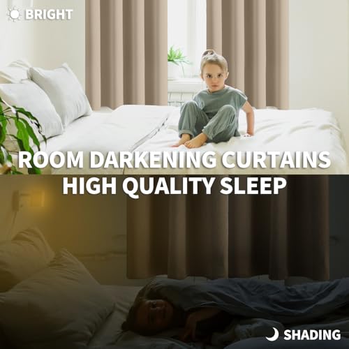 Sand Room Darkening Curtains 69 Inch for Bedroom (Sand / 55"W x 69"L (Pack of 2))