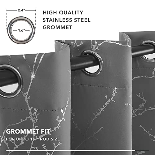 Living Room Curtains 72 Inches Long (Light Grey/Tree Branch / 42"W x 72"L (Pack of 2))