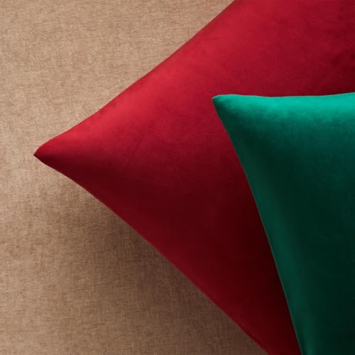 22x22 Decorative Velvet Throw Pillow Covers Set of 2 (Burgundy / 22" x 22" (Pack of 2))