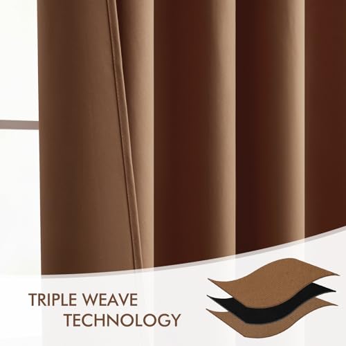 Cappuccino Brown Back Tab Blackout Curtains 52"x90" Long 2 Panel Set (Cappuccino Brown / 52"W x 90"L (Pack of 2))