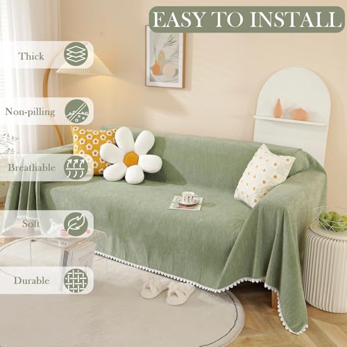 Couch Cover Sofa Covers (71" x 150" / Daisy:sage)