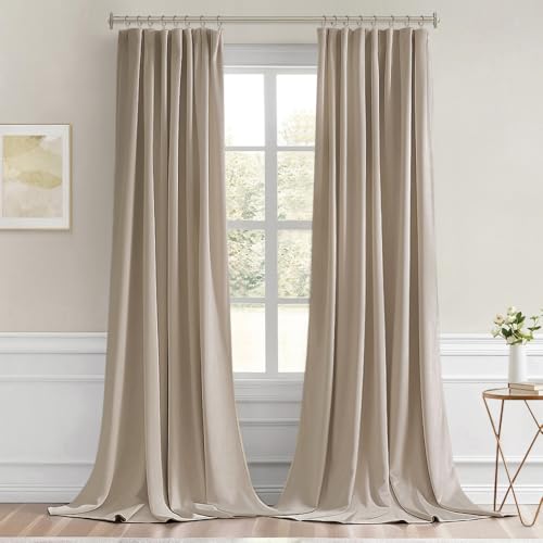 Taupe Back Tab Blackout Curtains 52x96 Inch Long 2 Panels Set (Taupe / 52"W x 96"L (Pack of 2))