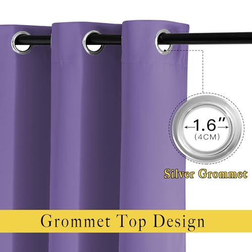 Lilac Purple Room Darkening Curtains 66 inches Long (Lilac Purple / 66"W x 66"L (Pack of 2))