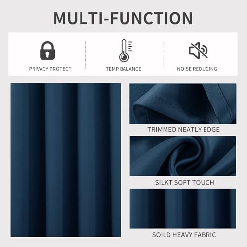Blackout Curtains 95 Inches Long 1 Panel (Navy Blue / 70"W x 95"L (Pack of 1))