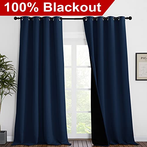 100% Blackout Blinds (Navy / 55"W x 96"L (Pack of 2))