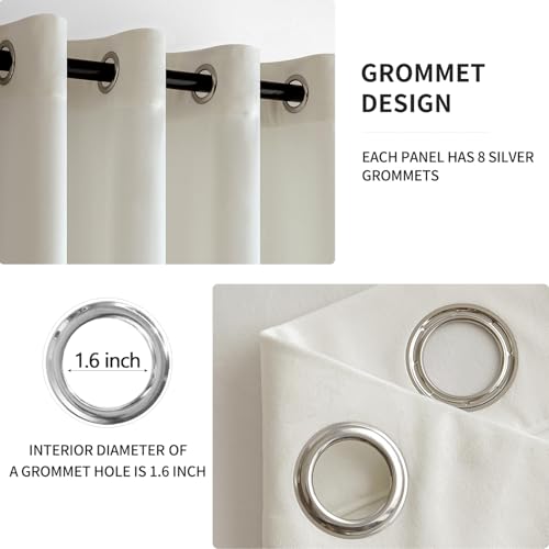 Velvet Curtains Ivory 52 x 84 Inch Length Set of 2 (Ivory / 52"W x 84"L (Pack of 2))