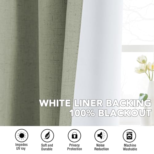 100% Blackout Linen Curtains 54" L 2 Panels Heathered Tea (Heathered Tea / 52"W x 54"L (Pack of 2))
