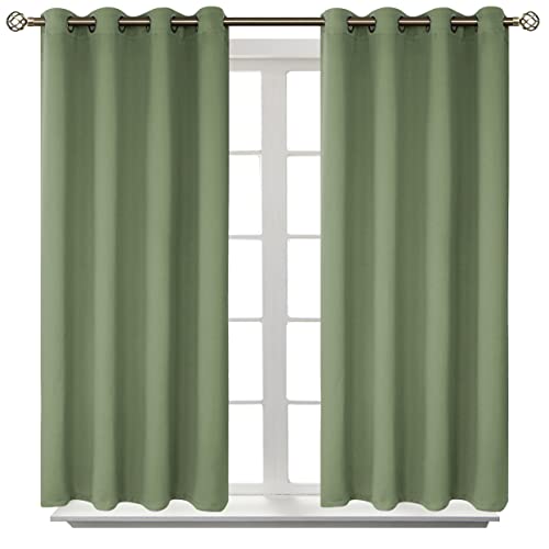 Grass Green Blackout Curtains for Bedroom 45 Inch Long (Grass Green / 52"W x 45"L (Pack of 2))