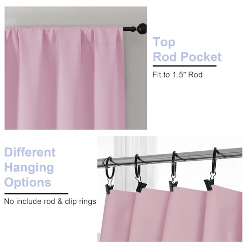Ava Pink Short 36 Inches Blackout Curtain 2 Panels Set (Pink / 40"W x 36"L (Pack of 2))