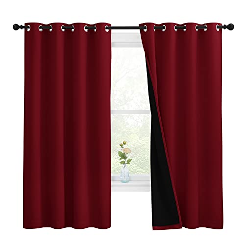 100% Blackout Cold Blocking Curtain Panels (Burgundy Red / 55"W x 68"L (Pack of 2))
