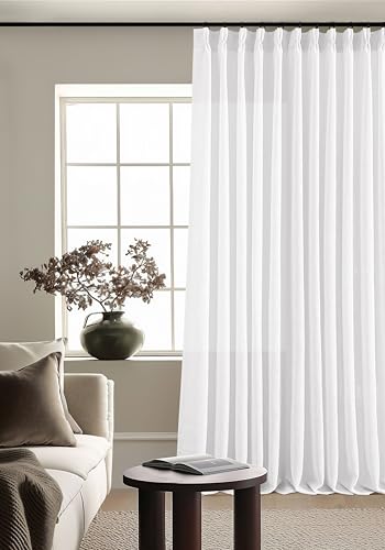 Snow White Pinch Pleat Semi Sheer Linen Curtains W70xL120 1 Panel (Snow White / 70"W x 120"L (Pack of 1))