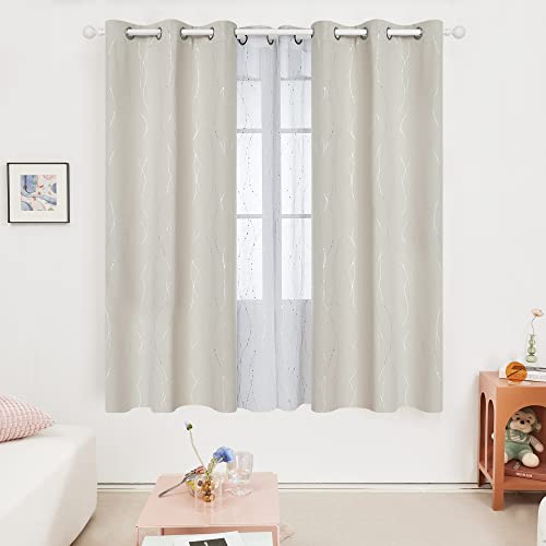 Living Room Curtains 72 Inches Long (Light Beige/Wave Dots / 38"W x 72"L (Pack of 2))
