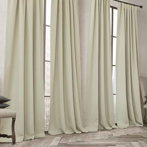 Room Darkening Bedroom Curtains 84 inches Long (Linen Beige / 52"W x 84"L (Pack of 2))