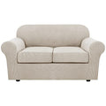 3 Piece Stretch Sofa Covers for 2 Cushion Loveseat Couch Covers for Living Room Furniture Cover (Medium / Island Fossi)