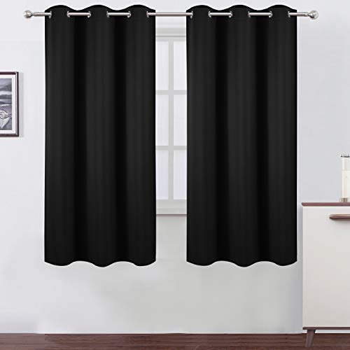 Black Blackout Curtains 34 x 63 Inch Length (Black / 34"W x 63"L (Pack of 2))