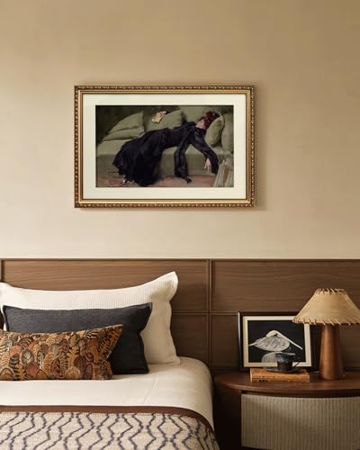 Vintage Gold Framed Large Wall Art (Woman Lying on Sofa / 24"L x 16"W)
