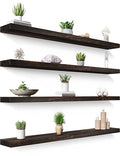 48 Inch Floating Shelves for Wall Rustic Brown Wood Wall Shelves for Bedroom Set of 4 (48 inch / Rustic Brown)