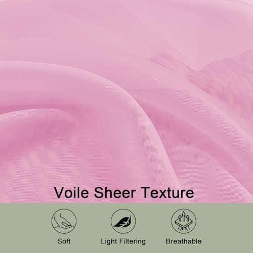 Pink Sheer Curtains 72 Inches Long 2 Panels Set (Pink / 59"W x 72"L (Pack of 2))