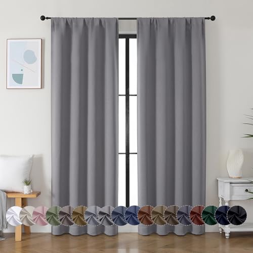 Ava Light Grey Blackout Curtains for Bedroom 84 Inch Length 2 Panels Set (Light Grey / 40"W x 84"L (Pack of 2))