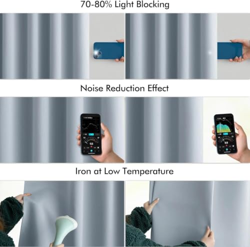 Light Blue Back Tab Blackout Curtains 52x96 Inch Long 2 Panels Set (Light Blue / 52"W x 96"L (Pack of 2))