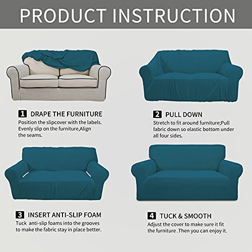 Stretch Oversized Chair Slipcover with Arm Washable Peacock Blue (Small-XL Chair / Peacock Blue)