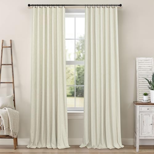Living Room Curtains Ideas Modern Black Out Curtains for Bedroom Windows Treatments 84 Heat & Cold Blocking Drapes for Sliding Glass Door Back Tab 2 Panels Cottage Linen Textured Cream Beige (Cream Beige / 52"W x 84"L (Pack of 2))