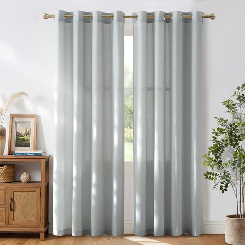 Light Cyan Linen Curtains for Bedroom (Light Cyan / 55"W x 96"L (Pack of 2))