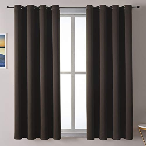 Blackout Curtains for Bedroom and Living Room 63 Inches Long (52"W x 63"L (Pack of 2) / Brown)