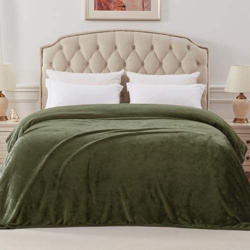 Soft Fleece Blanket King Size for Bed (Olive Green / King (104" x 90"))