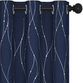 Living Room Curtains 84 Inches Long (Navy Blue/Wave Dots / 38"W x 84"L (Pack of 2))