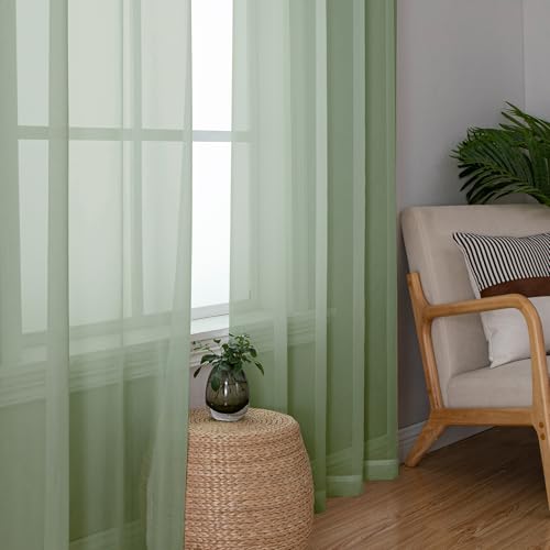 108 Inch Sage Green Sheer Window Curtains for Farmhouse (59"W x 108"L (Pack of 2) / Sage Green)