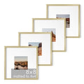 8x8 Gold Metal Picture Frames Matted to 4x4 (Set of 04 / Gold Metal / 8x8 in)