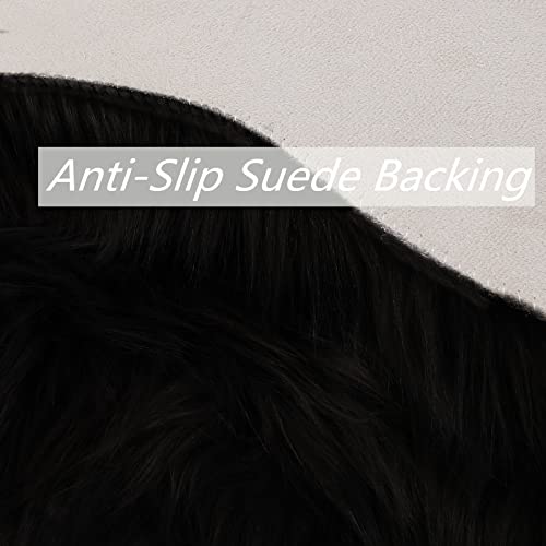 Black Faux Sheepskin Runner Rugs 2x6 ft (Black / 2' x 6' (Runner))