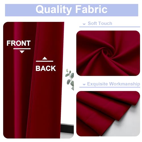 Ava Red Blackout Curtains for Bedroom 63 Inch Length 2 Panels Set (Red / 40"W x 63"L (Pack of 2))
