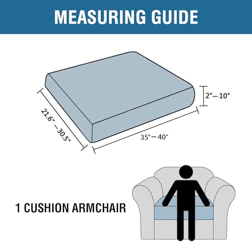 Super Stretch Individual Seat Cushion Covers Sofa Covers Couch Cushion Covers Slipcover Sets Thick Jacquard Textured Twill Fabric (Island Fossi / 1 Cushion Chair)