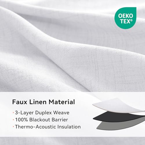 100% Blackout White Curtains 63 Inch Long 2 Panels Set (Alba | Bright White / 50"W x 63"L (Pack of 2))