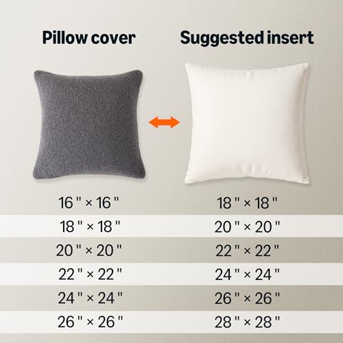 Boucle Throw Pillow Covers for Couch (Grey / 26" x 26" (Pack of 2))