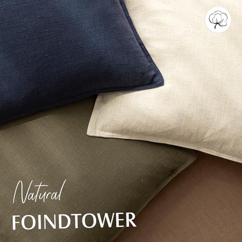 Linen Solid Decorative Throw Pillow Covers 22x22 Light Brown (22" x 22" (Pack of 2) / Brick)