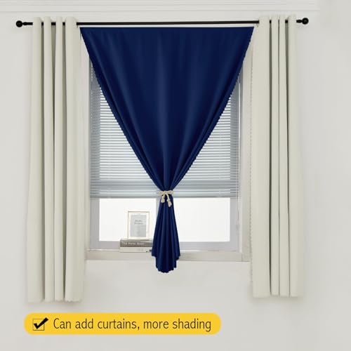 Self Adhesive Portable Blackout Curtains for Bedroom Easy to Install Window Thermal Lnsulated Kitchen Room Darkening Small Window Curtains (47"W x 59"L (Pack of 1) / Navy Blue)