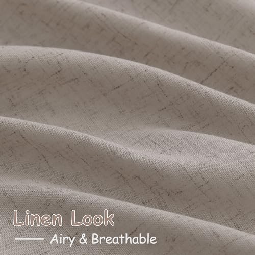 102 Inch Long Curtains for Living Room Stone Beige Linen Light Filtering Semi Sheer Curtain Back Tab Simple Modern Floor to Ceiling Farmhouse Drapes for Bedroom Office 52x102 (52"W x 102"L (Pack of 2) / Stone Beige)