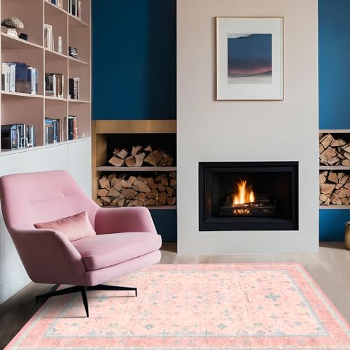 Nursery Area Rug 4x6 (4' x 6' (Rectangular) / Pink / Blue)