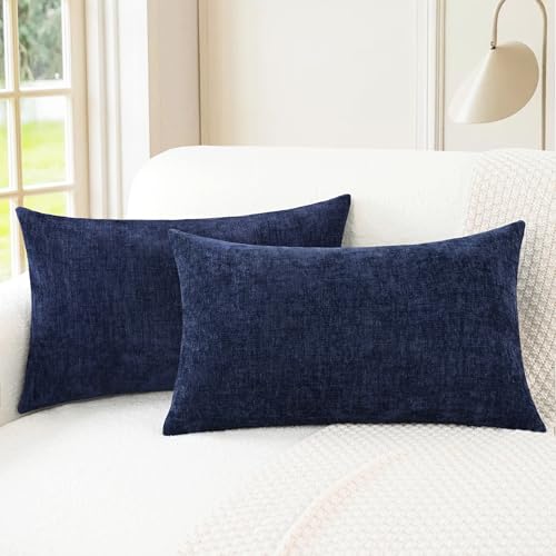 Decorative Couch Throw Pillow Covers 26 X 16 Inches Navy Blue (26" x 16" (Pack of 2) / Navy Blue)