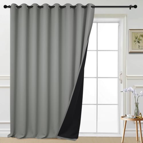 Dove Grey Blackout Patio Door Curtain Panels W100 x L108 (100"W x 108"L (Pack of 1) / Dove Grey)